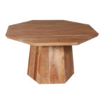 Octagon coffee table acacia wood in natural shade D80x45cm - Image 2