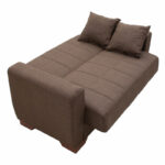 2 seater sofa-bed Beverly fabric brown 153x80x78cm - Слика 5