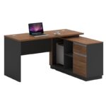 Professional right corner office desk Oscar walnut-anthracite 160x140x76cm - Слика 3