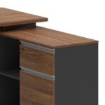 Professional right corner office desk Oscar walnut-anthracite 160x140x76cm - Слика 4