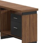 Professional reversible office desk Oscar walnut-charcoal 180x170χ76cm - Image 4