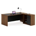 Professional reversible corner office desk Oscar walnut-charcoal 200x188,6x76cm - Слика 3