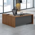 Professional reversible corner office desk Oscar walnut-charcoal 200x188,6x76cm - Слика 4