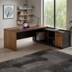 Professional right corner ofiice desk Oscar walnut-anthracite 220x180x76cm - Слика 2