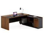 Professional right corner ofiice desk Oscar walnut-anthracite 220x180x76cm - Слика 3