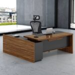 Professional right corner ofiice desk Oscar walnut-anthracite 220x180x76cm - Слика 4