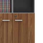 Professional bookcase Oscar with doors by glass walnut-anhracite color 80x40x200cm - Image 3