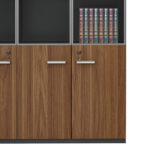 Professional bookcase Oscar with doors by glass walnut-anhracite color 120x40x200cm - Image 3