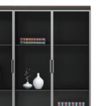 Professional bookcase Oscar with doors by glass walnut-anhracite color 120x40x200cm - Image 4