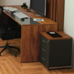 Professional chest of drawers on wheels Oscar 3 drawers walnut-charcoal 40x48x63cm - Слика 2