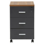 Professional chest of drawers on wheels Oscar 3 drawers walnut-charcoal 40x48x63cm - Слика 4
