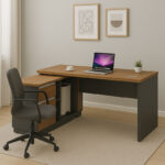 Professional left corner office desk Oscar walnut-anthracite 160x140x76cm - Image 2