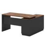 Professional left corner office desk Oscar walnut-anthracite 160x140x76cm