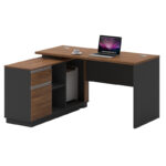 Professional left corner office desk Oscar walnut-anthracite 160x140x76cm - Image 3