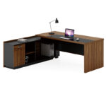 Professional left corner office desk Oscar walnut-anthracite 220x180x76cm