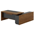 Professional left corner office desk Oscar walnut-anthracite 220x180x76cm - Image 3