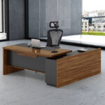 Professional left corner office desk Oscar walnut-anthracite 220x180x76cm - Image 4