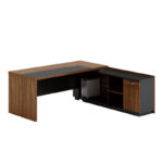Professional desk with right corner Oscar melamine in walnut-charcoal shade 240x180x76cm