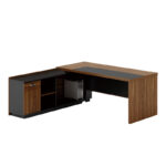 Professional desk with left corner Oscar melamine in walnut-charcoal shade 240x180x76cm