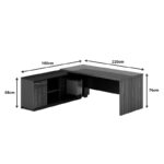 Professional desk with left corner Oscar melamine in walnut-charcoal shade 240x180x76cm - Image 3