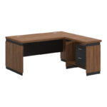 Professional reversible desk Oscar melamine in walnut-charcoal shade 220x185x76cm