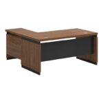 Professional reversible desk Oscar melamine in walnut-charcoal shade 220x185x76cm - Image 3
