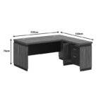 Professional reversible desk Oscar melamine in walnut-charcoal shade 220x185x76cm - Image 4