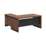 Professional reversible desk Oscar melamine in walnut-charcoal shade 200x180x76cm - Image 3