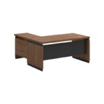Professional reversible desk Oscar melamine in walnut-charcoal shade 160x160x76cm - Image 3