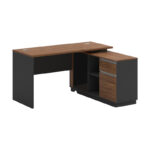Професионално биро со десен агол Оскар меламин во нијанса на орев-јаглен 140x120x76 см