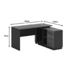 Professional desk with right corner Oscar melamine in walnut-charcoal shade140x120x76cm - Image 4
