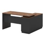 Professional desk with left corner Oscar melamine in walnut-charcoal shade 140x120x76cm - Слика 3