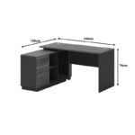 Professional desk with left corner Oscar melamine in walnut-charcoal shade 140x120x76cm - Слика 4