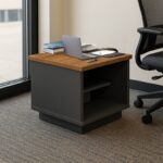 Professional office table professional Oscar melamine in walnut-charcoal shade 60x60x42cm - Слика 2