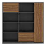 Професионална професионална канцелариска полица за книги „Оскар“ од меламин во нијанса на орев-јаглен 180x40x180 см