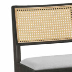 Bar stool Winslow wood rubberwood black-pvc rattan natural-fabric gray 44.5x46x98cm - Слика 2