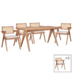 Dining set Winslow Ι set 7pieces rubberwood light walnut 160x85x75cm