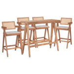 Dining set Winslow Ι set 5pieces rubberwood light walnut 120x45x100cm
