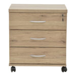Office chest of drawers on casters Anze natural melamine 48x38x53cm - Слика 3