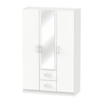Dillion white melamine three-leaf wardrobe 120x52x190cm
