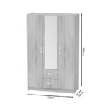 Dillion white melamine three-leaf wardrobe 120x52x190cm - Image 3