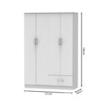 Four-leaf wardrobe Karter white melamine 121x48x180cm - Слика 3