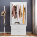 Wardrobe Zelia with 2 doors and drawers in white color 79x42x180cm - Image 2