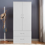 Wardrobe Zelia with 2 doors and drawers in white color 79x42x180cm - Image 3