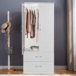 Wardrobe Zelia with 2 doors and drawers in white color 79x42x180cm - Image 4