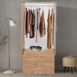 Wardrobe Zelia with 2 doors and drawers in oak color 79x42x180cm - Image 2