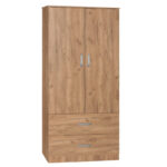 Wardrobe Zelia with 2 doors and drawers in oak color 79x42x180cm