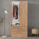 Wardrobe Zelia with 2 doors and drawers in oak color 79x42x180cm - Image 4