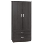 Wardrobe Zelia with 2 doors and drawers in wenge color 79x42x180cm