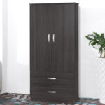 Wardrobe Zelia with 2 doors and drawers in wenge color 79x42x180cm - Image 3